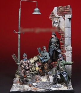  military ..4 body street set 1/35 scale figure war place background miniature resin resin not yet painting not yet assembly kit geo llama 791