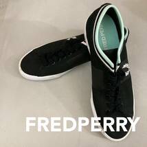 【新品未使用】フレッドペリー FREDPERRY B7106 コットンスニーカー テニスシューズ 靴 Underspin Tipped Cuff Twill ブラック 28.0cm @☆_画像1