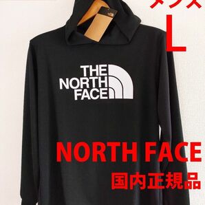 L 新品 国内正規品ノースフェイス ロングスリーブ ビッグロゴ フーティ パーカー 黒KブラックロンT長袖TシャツL/S 