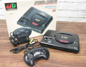 【ト長】SEGA セガ MEGA DRIVE メガドライブ 16-BIT 本体 コントローラー 箱付き 通電確認OK 当時物 EAZ01IOB05