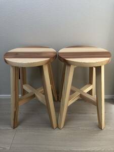 丸椅子・スツール・木製・おしゃれ・サイドテーブル・handmade・天然木・natural・2脚セット