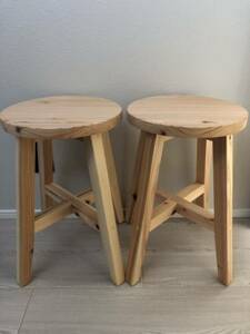 丸椅子・スツール・木製・おしゃれ・サイドテーブル・handmade・無垢材・natural・2脚セット