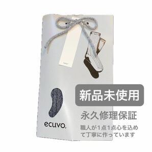 新品未使用 レディース靴下 「ecuvo/エクボ」 リブソックス 永久修理保証書付き　チャコールグレー
