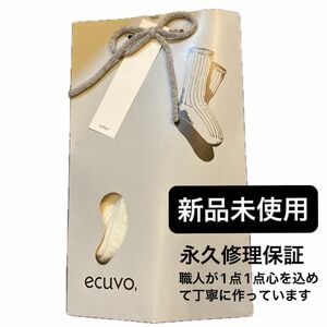 新品未使用 レディース靴下 「ecuvo/エクボ」 リブソックス 永久修理保証書付き　Off-white オフホワイト
