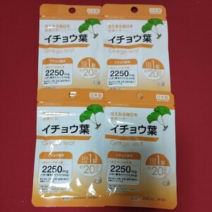 【送料無料】日本製 イチョウ葉 サプリメント 80日分 (20日分×4袋) 無添加 健康食品 イチョウ