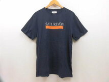 SATURDAYS NEW YORK CITY サタデーズニューヨークシティ 半袖 Tシャツ 丸首 ロゴ トップス ネイビー 紺 メンズ Mサイズ_画像1