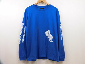 WILD THINGS ワイルドシングス 長袖 プリント Tシャツ バックプリント スリーブロゴプリント 袖ロゴ ロンT トップス ブルー 青 メンズ L