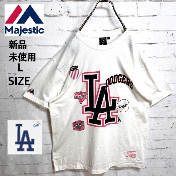 新品未使用!!海外限定!! MLB LA Doders 大谷翔平 ロサンゼルスドジャース 刺繍ロゴ 半袖 Tシャツ 