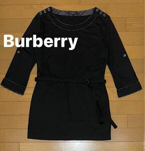 Burberry LONDON(バーバリーロンドン) チュニック カットソー素材　七分袖　濃紺　ネイビー　サイズ1 ミニワンピース