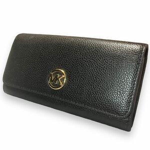 MICHAEL KORS マイケルコース　フラップ　MKロゴ　長財布　ブラック