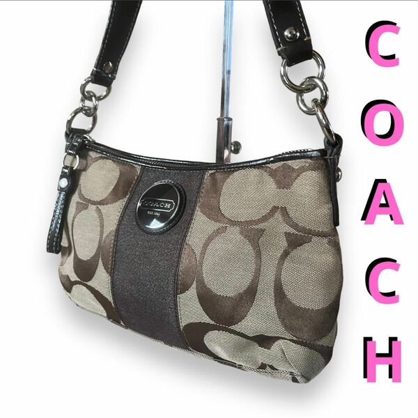 美品　COACH　ハンドバッグ　F17439　キャンバス　レザー　シグネチャー