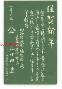 Art hand Auction XyR3972●Nagano Advertising Postcard New Year's Card Kozo Yamaguchi *Entire *Damaged [Postcard], antique, collection, miscellaneous goods, picture postcard
