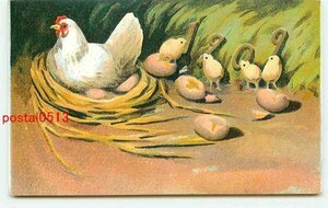 E2020●年賀状 鶏アート 1909年【絵葉書】