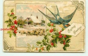 Art hand Auction G5954●Рождественская открытка овечка [открытка], античный, коллекция, разные товары, открытка с изображением