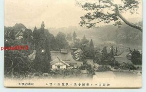 Q0386●長野？ 神田山より普願寺と臥龍山 *剥離あり【絵葉書】