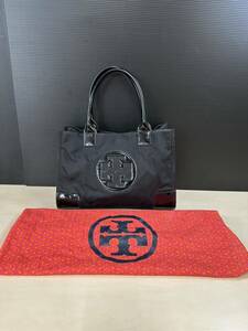 TORY BURCH トリーバーチ ナイロン エナメル トートバッグ ハンドバッグ 黒 ブラック 