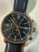 FOSSIL フォッシル クオーツ クロノグラフ BQ1704 メンズ 腕時計 青系文字盤 稼働品_画像1
