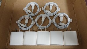 Apple iPhone iPad 20W 急速充電器 未使用ライトニングケーブル 付き 5個セット