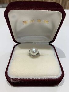 【D5252】パールプラチナ ダイヤモンドリング Pt900 MD0.29ct 真珠 指輪 ヴィンテージ アクセサリー 昭和レトロ 