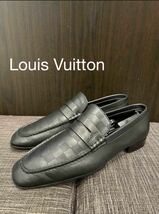 LOUIS VUITTON ヴィトン ローファー ダミエ　ドレス　ビジネス　シューズ　メンズ　スリッポン　コインローファー レザー 革靴_画像1