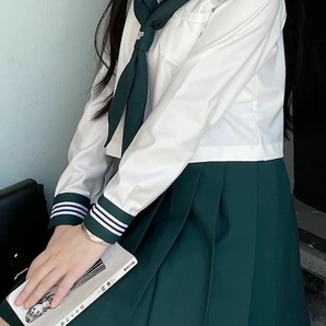 [即日出荷/送料無料] セーラー服 女子学生服 長袖 スカート 制服 コスプレ JK 女子高生 緑