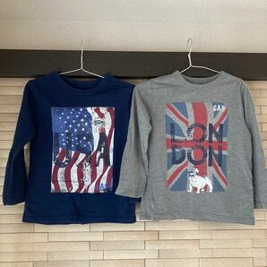 GAP 長袖　Tシャツ イギリス　アメリカ　国旗　ネイビー　グレー　ギャップ　100 キッズ