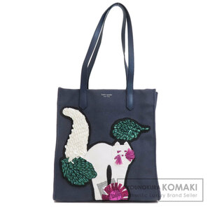 kate spade ケイトスペード キャットモチーフ トートバッグ キャンバス レディース 中古