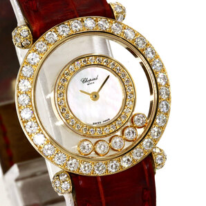 Chopard ショパール 20/6294 ハッピーダイヤモンド 5P 腕時計 K18イエローゴールド 革 ダイヤモンド レディース 中古の画像4
