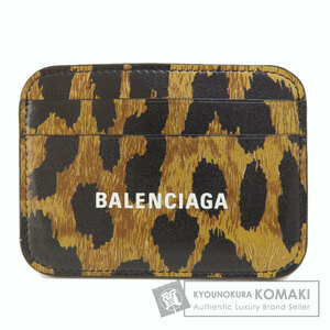 BALENCIAGA バレンシアガ 593812 ヒョウ柄 カードケース レザー レディース 中古