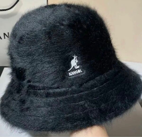 【訳あり品】タグ無し カンゴール ファーハット バケットハット ブラック KANGOL ファーバケットハット ファー 帽子