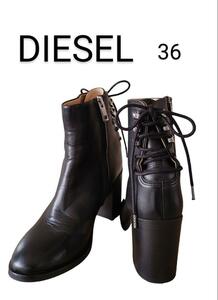 超美品！DIESEL ディーゼル本革黒ショートブーツ36　22，5㎝