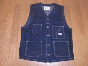 242-153/美品/TCB JEANS/TCBジーンズ/TABBYS VEST Selvedge Covert DENIM/タビーズベスト デニム/デニムワークベスト/44