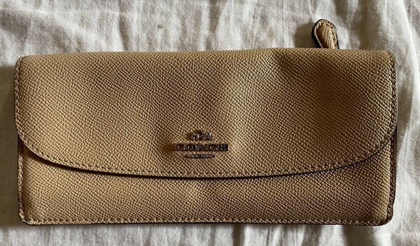 コーチCOACH 　財布　レザー　ベージュ　コインケース　中古美品