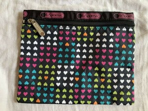 LeSportsac レスポートサック ナイロン100% ポーチ　黒　保管品　美品　 ハート