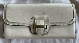 COACH レザー　二つ折り　白　定番 コーチ 　長期保管品