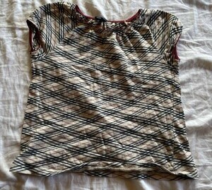 バーバリー ロンドン BURBERRY LONDON Tシャツ カットソー 半袖 チェック リボン 160A ニット　中古品