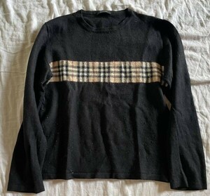  Burberry BURBERRY BLACK LABEL knitted 3 black long sleeve wool check standard high class 