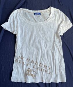 バーバリーブルーレーベル BURBERRY BLUE LABEL Tシャツ カットソー チェック ホース 刺繍 38 M　