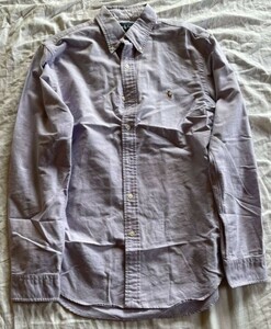 ラルフローレン 紫 長袖 ブランド シャツ メンズ 90s ワンポイントロゴ コットン