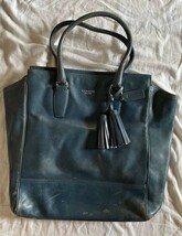 COACH コーチ トートバッグ 　ハンドバッグ　厚手　レザー　サファイアブルー　定番_画像1