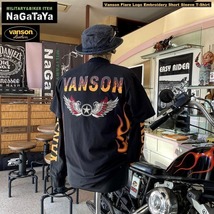 VANSON バンソン NVST-2406 フレアー ロゴ刺繍 ベア天竺 半袖Tシャツ ブラック XLサイズ メンズ トップス_画像2