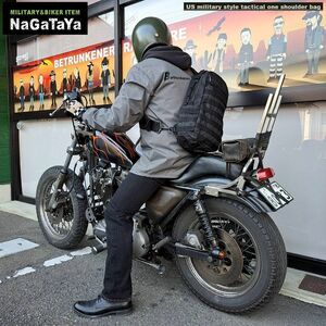 US軍スタイル　タクティカル ワンショルダー バッグ ボディBAG ブラック 黒 レギュラーサイズ ソロキャンプ アウトドアバッグ