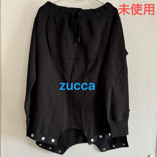 タイムセール【ZUCCa】 S コットン裏毛 2wayスウェット 黒