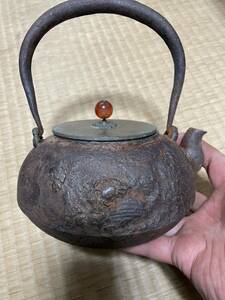 小振 岩蟹 龍文堂 玉摘 明治時代 鉄瓶 茶道具 急須 南部鉄器 煎茶道具 鉄製 骨董品 鉄器 大国 上田照房 蔵出し