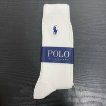 UU40 靴下 未使用 ポロ POLO ラルフローレン メンズ ソックス 紳士 24-26cm ホワイト BR メンズソックス ☆☆_画像1