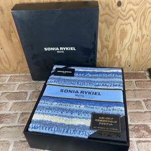 [3-36] 【未使用】SONIA RYKIEL NUITS ソニアリキエル タオルケット 天然素材 丸洗いOK ブルー系 140×200cm 寝具