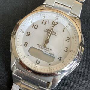 [3-380] CASIO カシオ ウェーブセプター マルチバンド6 ソーラー電波時計 WVA-M630 アナデジ 白文字盤 メンズ腕時計