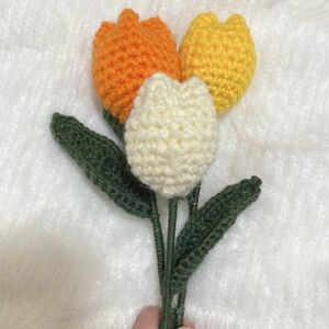 編みぐるみ　鍵あみ　チューリップ　ブーケ　送別ギフト ハンドメイド