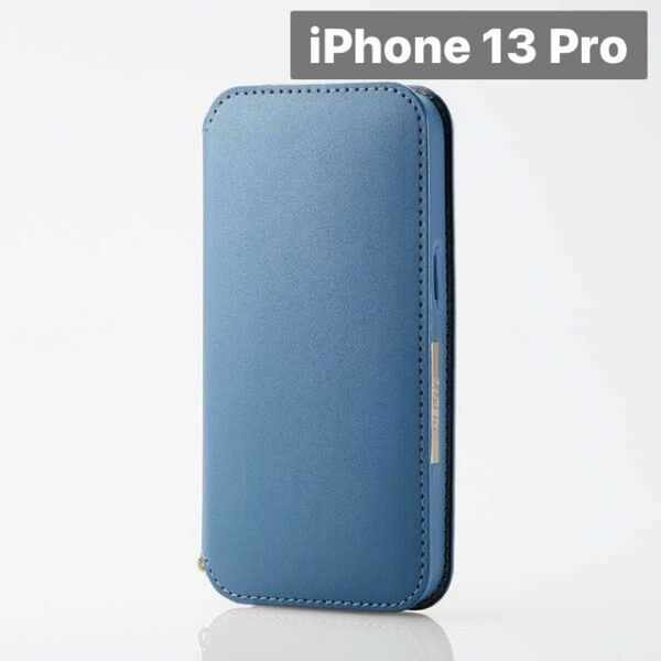 iPhone 13 Pro 用 ソフトレザー 手帳型 ケース ブルー 1個