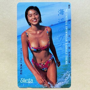 [ не использовался ] телефонная карточка 50 раз Watanabe ..92 Uni chika акция модель море сторон venus 